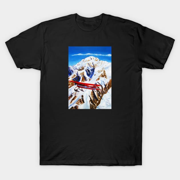 Denali Mountain Painting, K2 Aviation, De Havilland Beaver, Alaska Mountains, Gift for Pilot, Scott Clendaniel, Alaska Aviation, Mt McKinley Active T-Shirt by realartisbetter